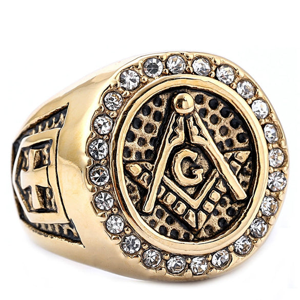 Wholesale Stainless Steel Ring With Diamond Set Retro Domineering Style Featuring Letters Numbers And Text Patterns