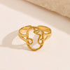 Wholesale Stainless Steel Ring With Exaggerated Hollow Portrait Design Geometric Style And 18K Gold Plating For Women