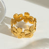 Wholesale Stainless Steel Ring With Five Petal Flower Design Electroplated Geometric Style For Women