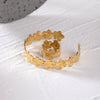 Wholesale Stainless Steel Ring With Geometric And Flower Design Electroplated