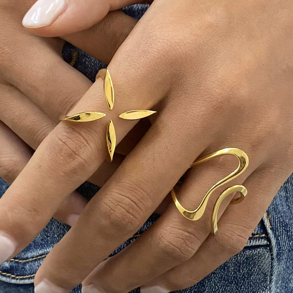 Wholesale Stainless Steel Ring With Geometric Design And Electroplating For Women