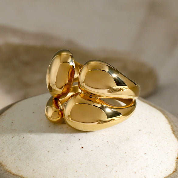 Wholesale Stainless Steel Ring With Geometric Design And Electroplating Treatment For Women