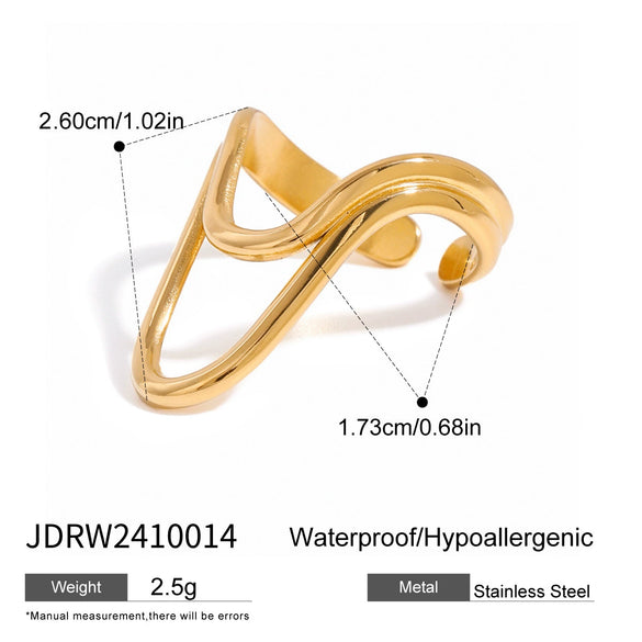 Wholesale Stainless Steel Ring With Geometric Design And Electroplating Treatment For Women