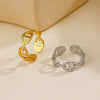Wholesale Stainless Steel Ring With Geometric Pattern 18K Gold Plated For Ladies