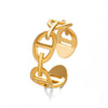 Wholesale Stainless Steel Ring With Geometric Pattern 18K Gold Plated For Ladies