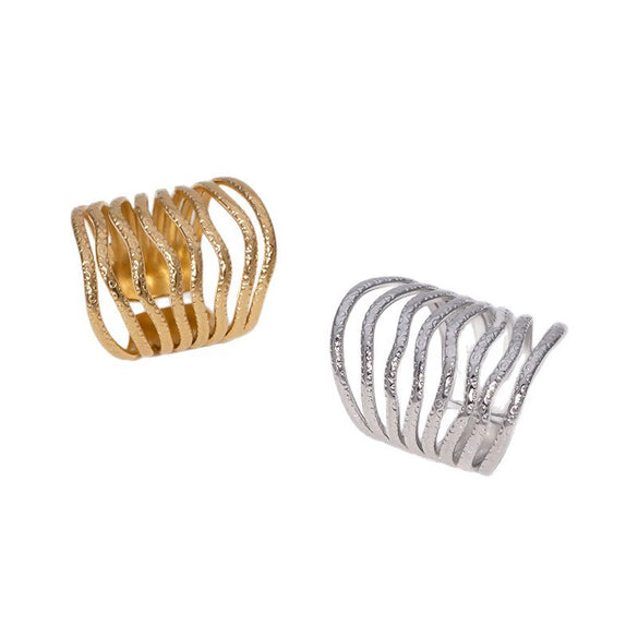 Wholesale Stainless Steel Ring With Geometric Shape Vacuum Electroplated 18K Gold Simple High End Non Fading