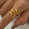 Wholesale Stainless Steel Ring With Geometric Style And Electroplating Treatment For Women