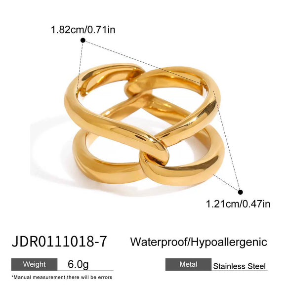 Wholesale Stainless Steel Ring With Gold And Silver Color Matching Geometric Pattern Electroplating Treatment French Retro Style