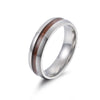 Wholesale Stainless Steel Ring With Inlaid Acacia Wood Grain Internal And External Curved Electroplated With Letters Numbers Text Pattern