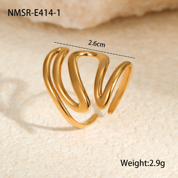 Wholesale Stainless Steel Ring With Minimalist Cold Wind Niche Design And Electroplating Light Luxury Style Geometric Shape For Women