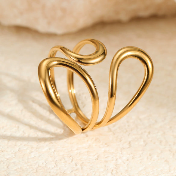 Wholesale Stainless Steel Ring With Minimalist Cold Wind Niche Design And Electroplating Light Luxury Style Geometric Shape For Women