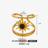 Wholesale Stainless Steel Ring With Natural Stone Inlay French Retro Style Twelve Star Design Gold Plated