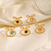 Wholesale Stainless Steel Ring With Natural Stone Inlay French Retro Style Twelve Star Design Gold Plated