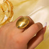 Wholesale Stainless Steel Ring With Oval Texture Hollow And Open Design Geometric Pattern Electroplated