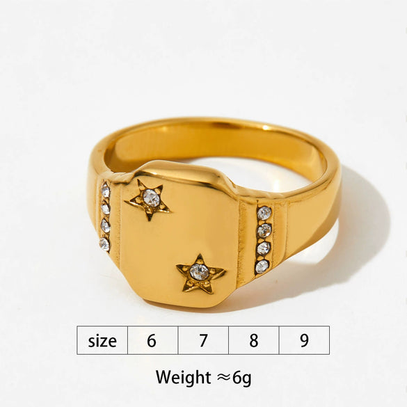Wholesale Stainless Steel Ring With Star Moon Geometric Design Electroplated Jewelry For Women
