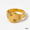 Wholesale Stainless Steel Ring With Star Moon Geometric Design Electroplated Jewelry For Women