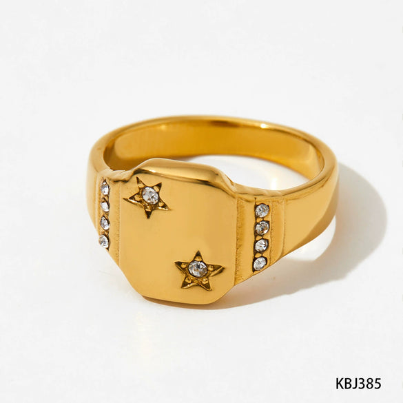 Wholesale Stainless Steel Ring With Star Moon Geometric Design Electroplated Jewelry For Women