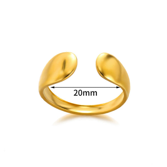 Wholesale Stainless Steel Ring With Water Drop And Geometric Asymmetrical Design Electroplated Stylish For Female