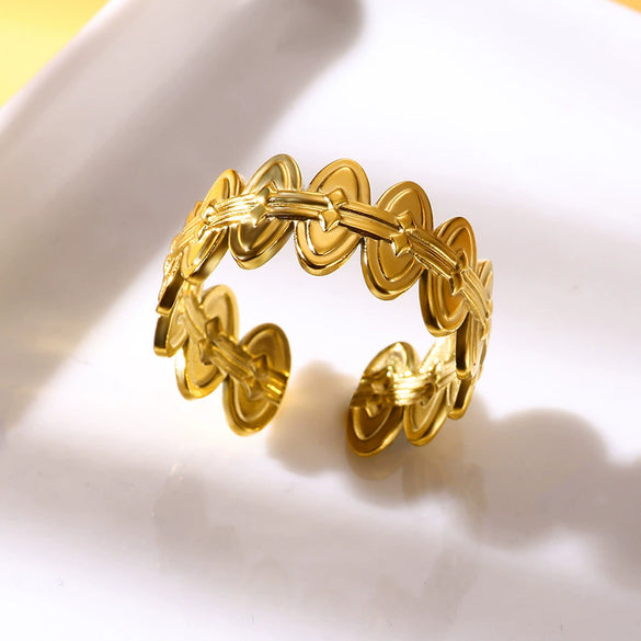 Wholesale Stainless Steel Ring With Water Drop And Geometric Asymmetrical Design Electroplated Stylish For Female