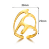 Wholesale Stainless Steel Ring With Water Drop And Geometric Asymmetrical Design Electroplated Stylish For Female