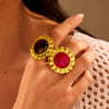 Wholesale Stainless Steel Rings Geometric Pattern Retro Light Luxury Style Electroplating