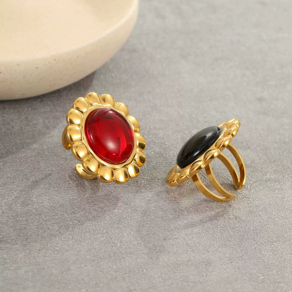 Wholesale Stainless Steel Rings Geometric Pattern Retro Light Luxury Style Electroplating