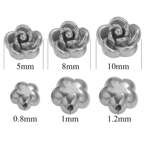 Wholesale Stainless Steel Rose Pattern Handmade Casting Beaded Jewelry Accessories Bracelet And Necklace