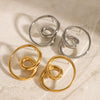 Wholesale Stainless Steel Rotating Hollow Earrings With Geometric Style And 18K Gold Plated Electroplating For Women