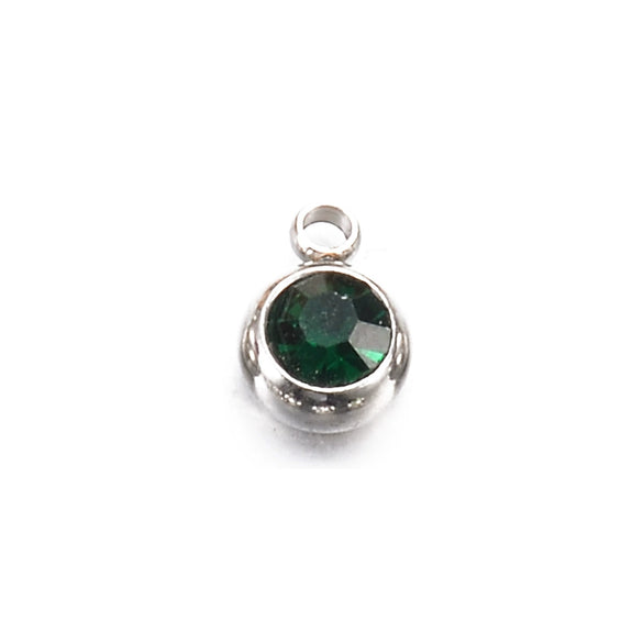Wholesale Stainless Steel Round Birthstone Pendant Accessories With Electroplating