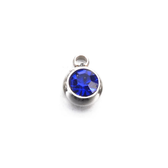 Wholesale Stainless Steel Round Birthstone Pendant Accessories With Electroplating