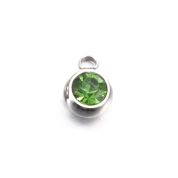 Wholesale Stainless Steel Round Birthstone Pendant Accessories With Electroplating
