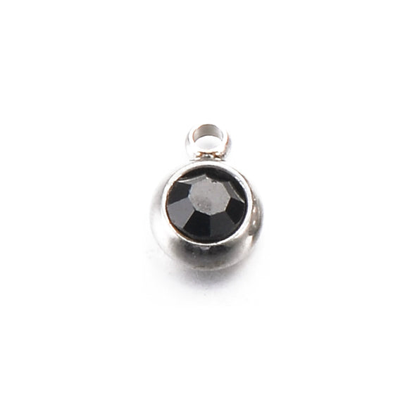 Wholesale Stainless Steel Round Birthstone Pendant Accessories With Electroplating