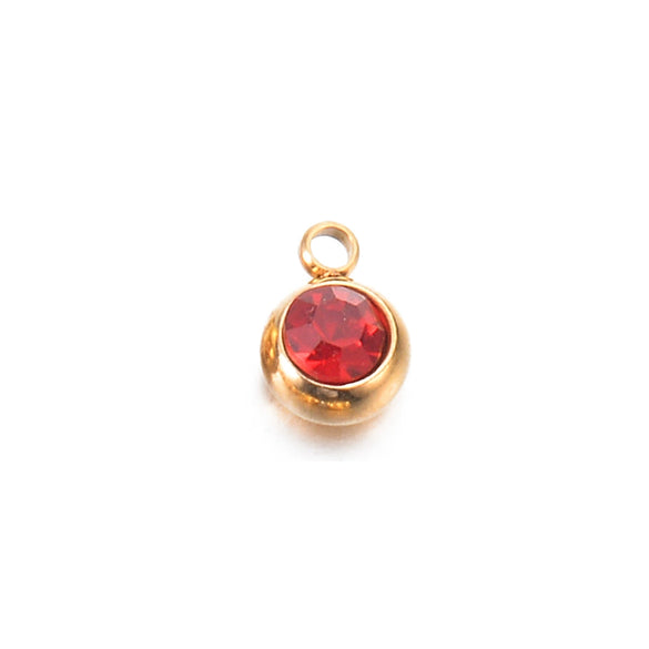 Wholesale Stainless Steel Round Birthstone Pendant Accessories With Electroplating