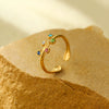 Wholesale Stainless Steel Round Colored Diamond Opening Ring Electroplated Light Luxury Style For Women