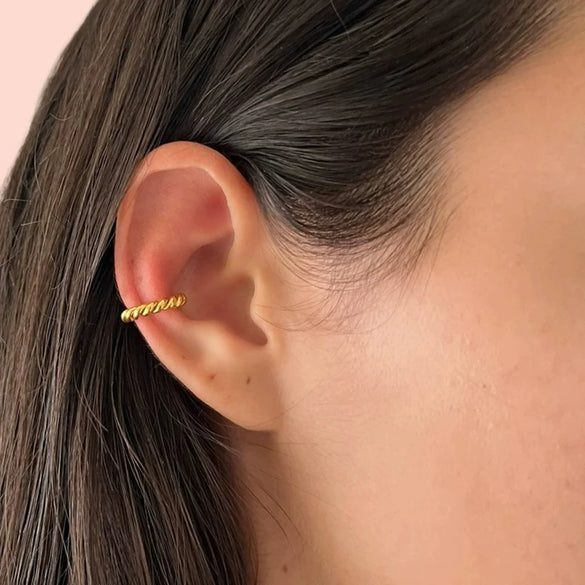 Wholesale Stainless Steel Round Ear Clip With Hemp Rope Design And Electroplating For Women