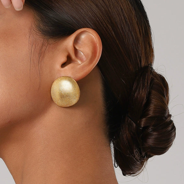 Wholesale Stainless Steel Round Embossed Earrings With Electroplating For Women