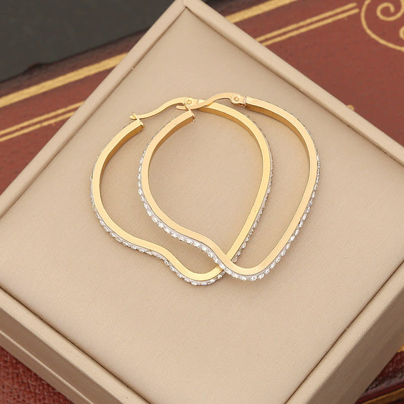 Wholesale Stainless Steel Round Flower Shaped Geometric Diamond Earrings For Women