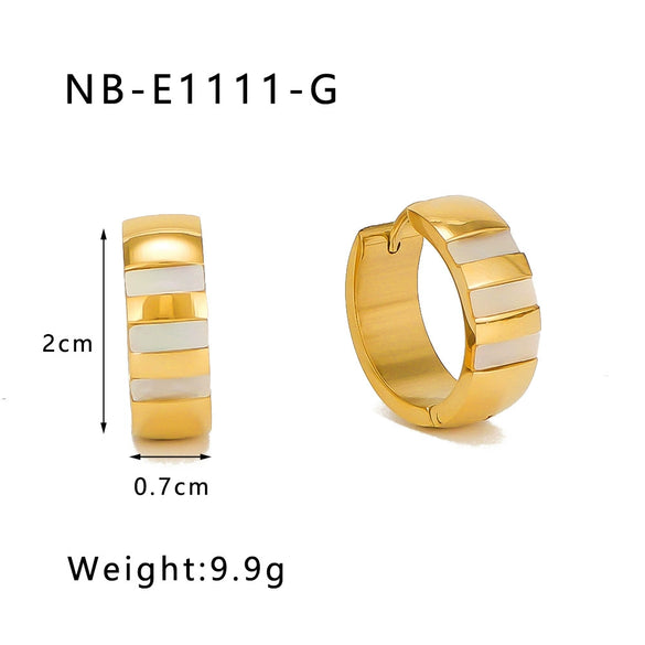 Wholesale Stainless Steel Round Geometric Earrings Inlaid With Zircon And Natural Stone 18K Vacuum Plated For Women Fashionable Simple Design Color Preserving