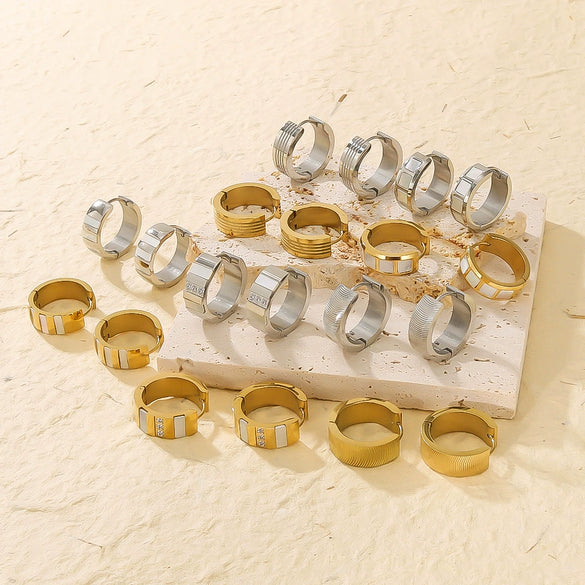Wholesale Stainless Steel Round Geometric Earrings Inlaid With Zircon And Natural Stone 18K Vacuum Plated For Women Fashionable Simple Design Color Preserving
