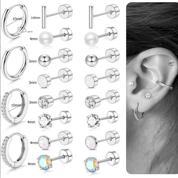 Wholesale Stainless Steel Round Geometric Zircon Earrings With Electroplating