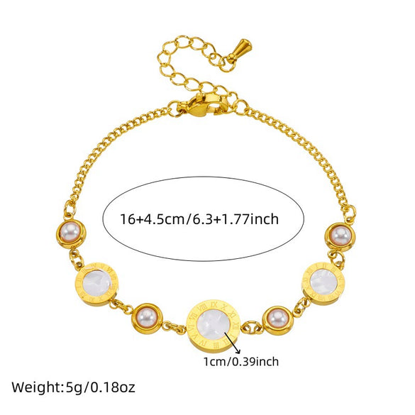 Wholesale Stainless Steel Round Pearl Spacer Accessories Chain Electroplated Fashion Women's Bracelet