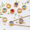 Wholesale Stainless Steel Round Perforated Electroplated Beads Necklace Accessories With Watercolor Diamond Pattern