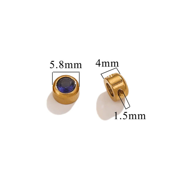 Wholesale Stainless Steel Round Perforated Electroplated Beads Necklace Accessories With Watercolor Diamond Pattern