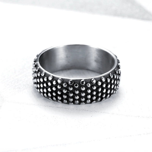 Wholesale Stainless Steel Round Ring Hiphop Retro Style Personality Design Apply Oil Processing Unisex