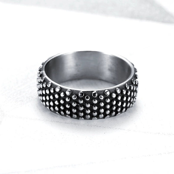 Wholesale Stainless Steel Round Ring Hiphop Retro Style Personality Design Apply Oil Processing Unisex