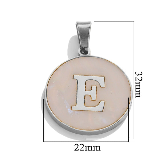 Wholesale Stainless Steel Round Shell Letter Pendant Jewelry Accessories Necklace Electroplated 18K Diy Handmade Fashion Style