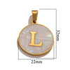 Wholesale Stainless Steel Round Shell Letter Pendant Jewelry Accessories Necklace Electroplated 18K Diy Handmade Fashion Style