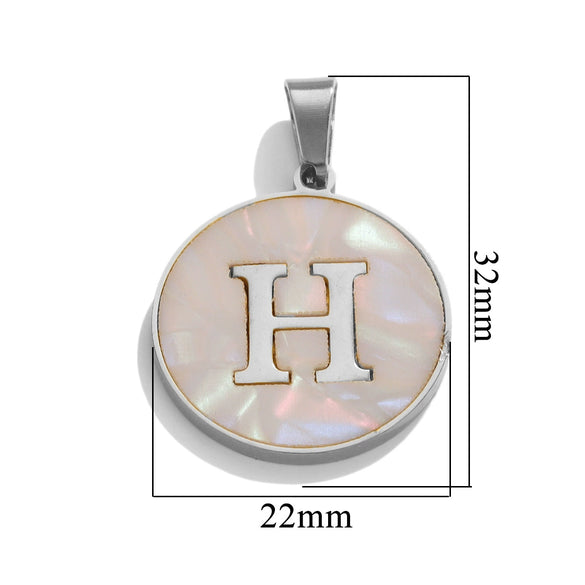 Wholesale Stainless Steel Round Shell Letter Pendant Jewelry Accessories Necklace Electroplated 18K Diy Handmade Fashion Style