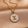Wholesale Stainless Steel Round Shell Letter Pendant Jewelry Accessories Necklace Electroplated 18K Diy Handmade Fashion Style