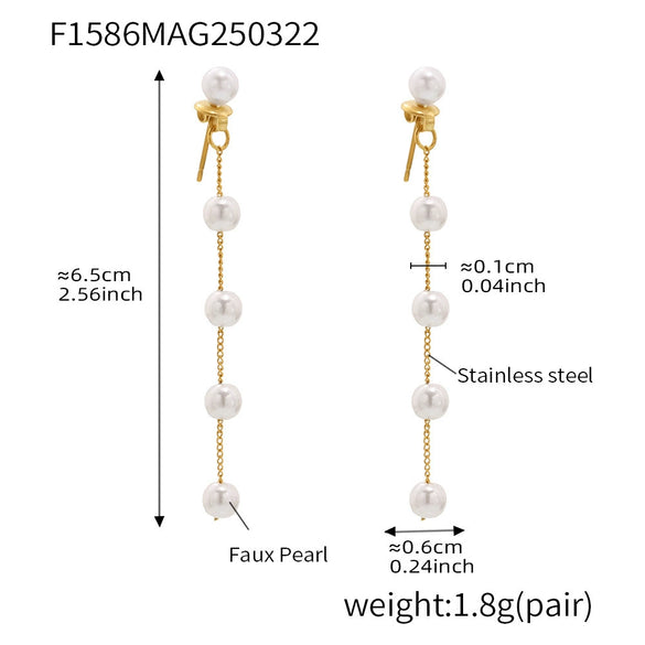 Wholesale 316L Stainless Steel Shell Beads Glossy Bead Earrings Light Luxury Geometric Style With Electroplating